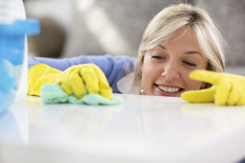 Upholstery cleaning treatment on a fabric sofa in Westkensington